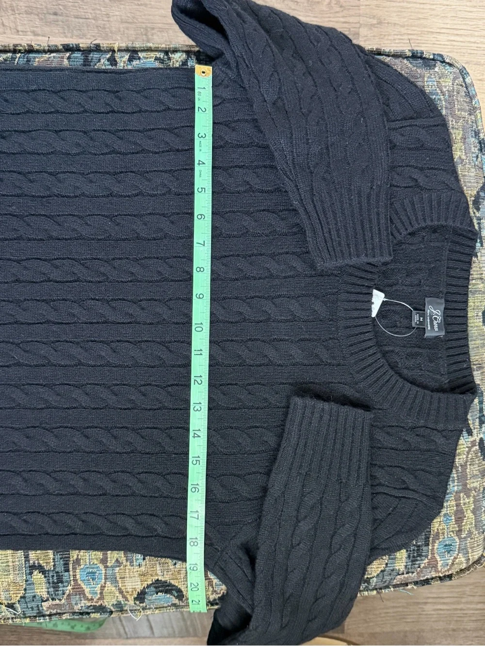 J.Crew 100% Cashmere Cable Knit Crewneck Sweater Black M NWT